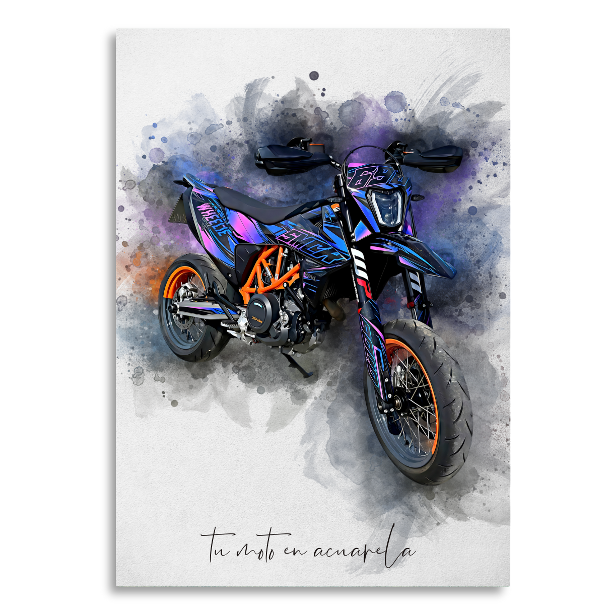 Foto de tu moto en acuarela | Regalo personalizable para moteros