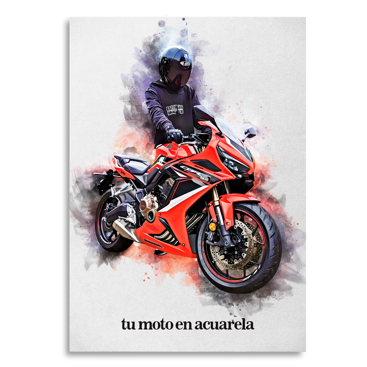 Foto de tu moto en acuarela | Regalo personalizable para moteros