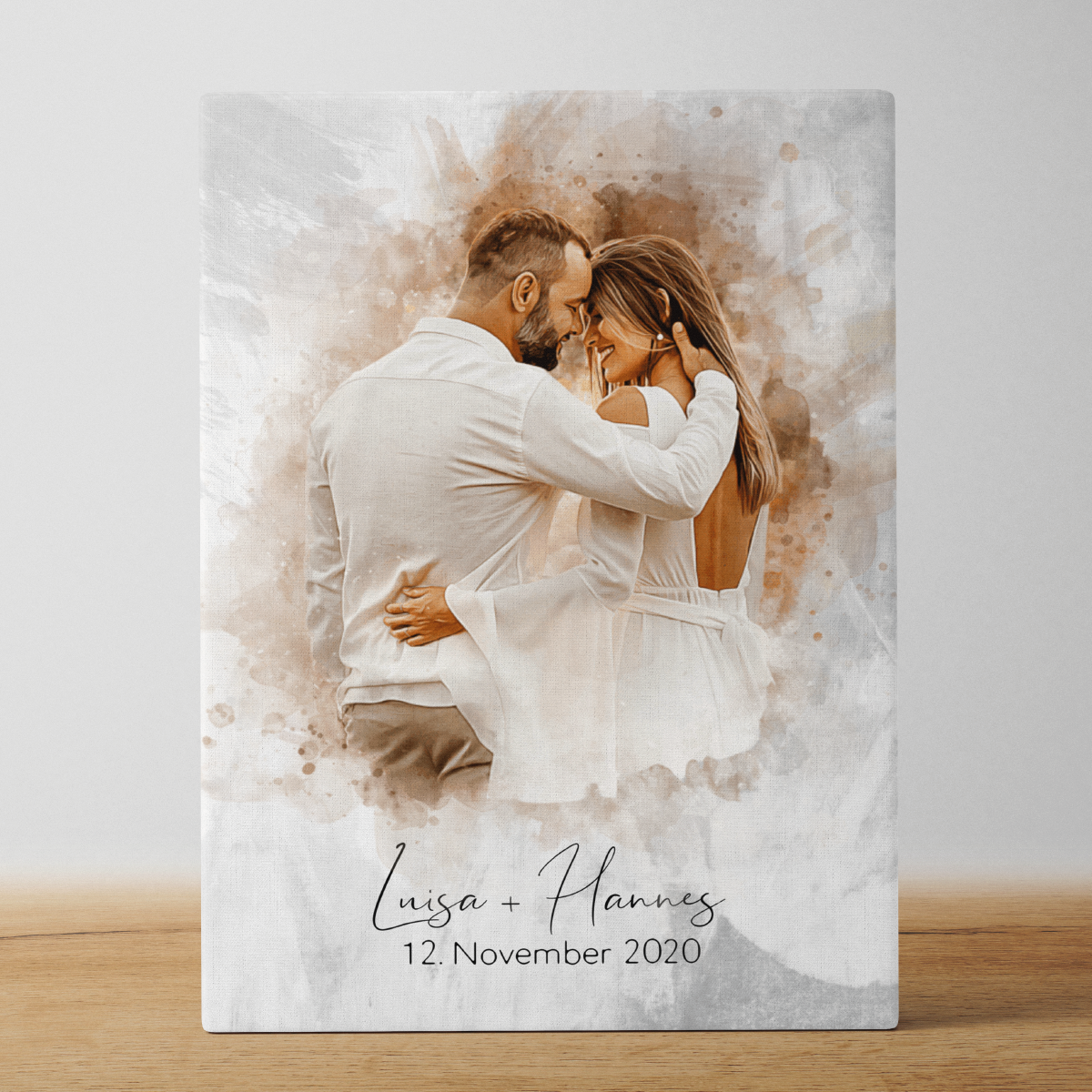 Tu foto en estilo acuarela | Regalo personalizable para pareja, novia y novio