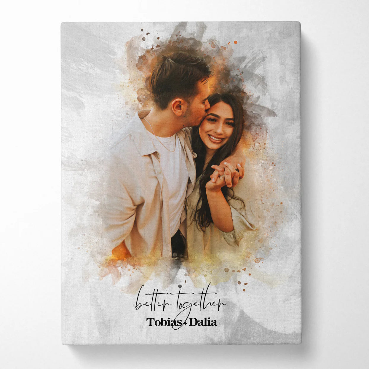 Tu foto en estilo acuarela | Regalo personalizable para pareja, novia y novio