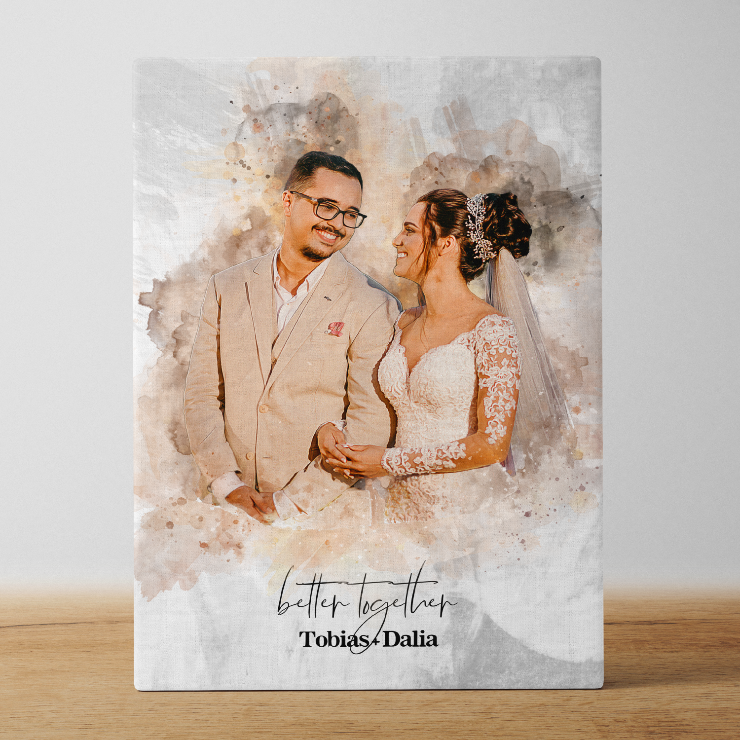 Tu foto en estilo acuarela | Regalo personalizable para pareja, novia y novio