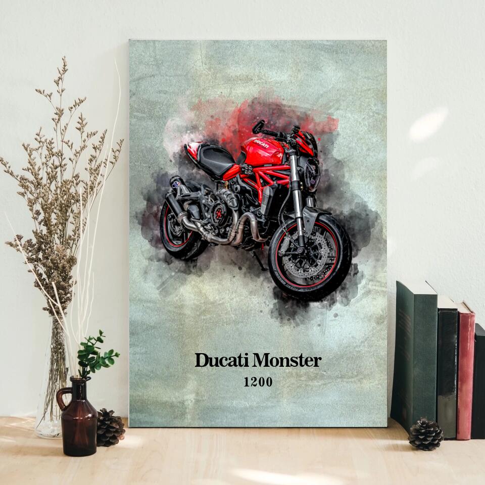 Foto de tu moto en acuarela | Regalo personalizable para moteros