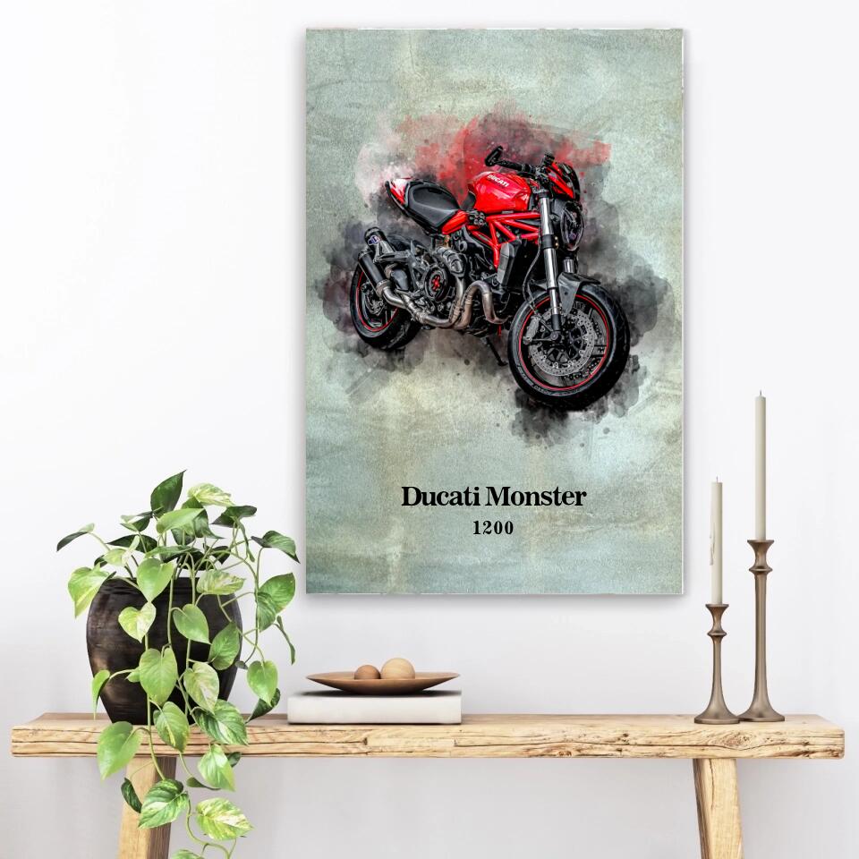 Foto de tu moto en acuarela | Regalo personalizable para moteros